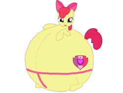 Size: 3264x2448 | Tagged: safe, artist:simonstudio587, apple bloom, earth pony, pony, g4, female, fetish, high res, inflation, simple background, solo, spherical inflation, sumo, transparent background