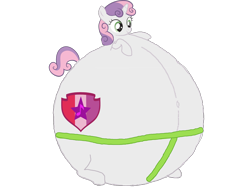 Size: 3264x2448 | Tagged: safe, artist:simonstudio587, sweetie belle, pony, unicorn, g4, female, high res, inflation, simple background, solo, spherical inflation, transparent background