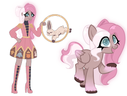 Size: 1440x1080 | Tagged: safe, artist:thatonenicekitty, oc, oc only, oc:timid paws, pegasus, pony, rabbit, equestria girls, g4, animal, boots, bow, clothes, coat, dress, equestria girls-ified, eyes closed, female, grin, hair bow, high heel boots, hoop, mare, markings, shoes, simple background, skirt, smiling, solo, transparent background, two toned mane, unshorn fetlocks