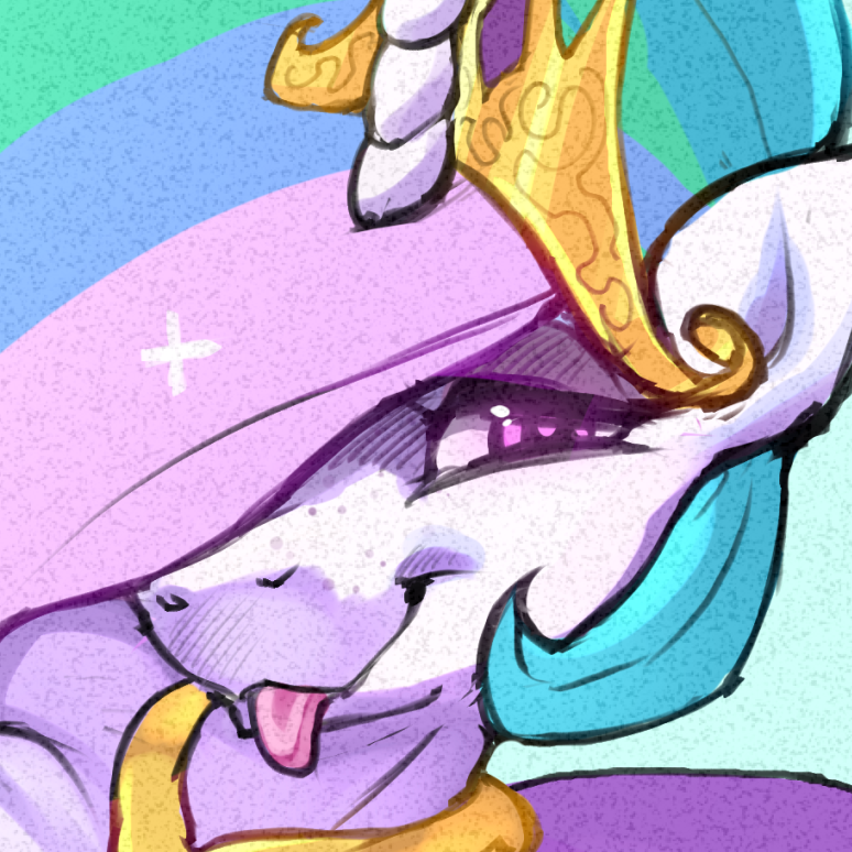 [alicorn,anthro,bedroom eyes,female,freckles,g4,looking at you,mare,preview,princess celestia,safe,solo,tongue out,hair over one eye,artist:darknud]