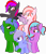 Size: 9493x10915 | Tagged: safe, artist:melodismol, oc, oc only, oc:alum orchid, oc:omega(phosphorshy), oc:star beats, oc:stormy decibels, oc:strawberry gleam, bat pony, pegasus, pony, unicorn, 2024 community collab, derpibooru community collaboration, g4, absurd resolution, fangs, female, filly, flying, foal, folded wings, group, hairclip, horn, looking at each other, looking at someone, open mouth, simple background, smiling, spread wings, transparent background, vector, wings