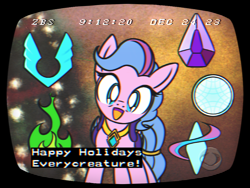 Size: 960x720 | Tagged: safe, artist:theratedrshimmer, queen haven, pegasus, pony, g4, g5, adorahaven, christmas, cute, female, g5 to g4, generation leap, happy holidays, holiday, looking at you, mare, simpsons did it, solo, the simpsons, zbs