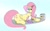 Size: 2048x1280 | Tagged: safe, artist:fox0808, fluttershy, dog, pegasus, pony, g4, female, furry, furry to pony, lying down, paint, paint tf, paintbrush, prone, transformation, wavy mouth