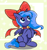 Size: 1341x1419 | Tagged: safe, artist:sallycars, princess luna, alicorn, pony, g4, bell, bell collar, bow, collar, cute, female, filly, filly luna, hair bow, horn, legitimately amazing mspaint, lunabetes, mare, ms paint, partially open wings, sitting, solo, wings, woona, younger