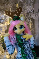 Size: 800x1200 | Tagged: safe, artist:essorille, fluttershy, human, anthro, g4, clothes, costume, fursuit, irl, irl human, photo, solo, sweater
