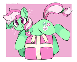 Size: 2356x1891 | Tagged: safe, artist:spookyfoxinc, minty (g4), earth pony, pony, g4, christmas, holiday, present, solo
