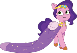 Size: 1626x1113 | Tagged: safe, artist:prixy05, pipp petals, pegasus, pony, baby critters, g5, my little pony: tell your tale, spoiler:g5, spoiler:my little pony: tell your tale, spoiler:tyts01e32, clothes, dress, female, formal wear, gown, mare, simple background, solo, transparent background, vector