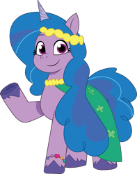 Size: 1083x1376 | Tagged: safe, artist:prixy05, izzy moonbow, pony, unicorn, baby critters, g5, my little pony: tell your tale, spoiler:g5, spoiler:my little pony: tell your tale, spoiler:tyts01e32, clothes, cute, dress, female, formal wear, gown, izzybetes, mare, simple background, solo, transparent background, vector