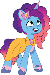 Size: 867x1281 | Tagged: safe, artist:prixy05, misty brightdawn, pony, unicorn, baby critters, g5, my little pony: tell your tale, spoiler:g5, spoiler:my little pony: tell your tale, spoiler:tyts01e32, clothes, cute, dress, female, formal wear, mare, mistybetes, rebirth misty, simple background, solo, transparent background, vector