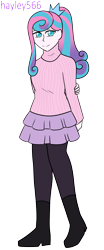 Size: 1117x2696 | Tagged: safe, artist:hayley566, princess flurry heart, equestria girls, g4, alternate hairstyle, boots, clothes, commission, cute, equestria girls-ified, female, flurrybetes, high heel boots, leggings, older, older flurry heart, ponytail, shoes, simple background, skirt, solo, sweater, transparent background, winter, winter outfit
