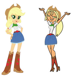 Size: 749x784 | Tagged: safe, artist:buttercuparts, applejack, equestria girls, g4, belt, boots, clothes, cowboy boots, cowboy hat, cowgirl, hat, high heel boots, shirt, shoes, simple background, skirt, solo, stetson, white background