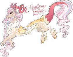 Size: 1920x1508 | Tagged: safe, artist:mrufka69, oc, oc only, draconequus, hybrid, cloven hooves, interspecies offspring, offspring, parent:discord, parent:fluttershy, parents:discoshy, simple background, solo, transparent background