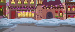 Size: 6887x3000 | Tagged: safe, artist:cloudy glow, a hearth's warming tail, g4, .ai available, background, canterlot, decoration, hearth's warming, no pony, snow, street, vector, winter