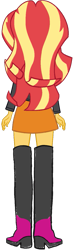 Size: 341x1143 | Tagged: safe, artist:backviewer2160, sunset shimmer, equestria girls, g4, boots, clothes, female, high heel boots, jacket, rear view, shirt, shoes, simple background, skirt, solo, transparent background