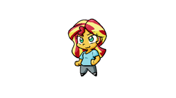 Size: 600x335 | Tagged: safe, artist:zutcha, sunset shimmer, human, equestria girls, g4, chibi, female, simple background, smiling, solo, white background