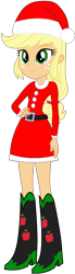 Size: 693x2517 | Tagged: safe, artist:fireluigi29, applejack, human, equestria girls, g4, boots, christmas, clothes, costume, female, hat, holdiay, holiday, santa costume, santa hat, shoes, simple background, solo, transparent background