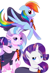 Size: 776x1089 | Tagged: safe, artist:v king 14, rainbow dash, rarity, silverstream, twilight sparkle, g4, harry potter (series), simple background, white background