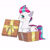 Size: 2000x2000 | Tagged: safe, artist:erein, zipp storm, pegasus, pony, g5, adorazipp, behaving like a cat, blushing, box, christmas, colored, commission, cute, ears back, female, flat colors, happy, high res, holiday, looking at you, mare, multicolored hair, pony in a box, present, simple background, solo, white background, wings