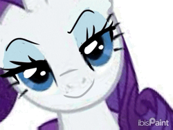 Size: 640x480 | Tagged: safe, artist:peanutfrogy, rarity, pony, unicorn, g4, animated, blinking, blushing, chaos, cute, dialogue, embarrassed, eye play, eyeball, female, flirting, gif, ibispaint x, jumpscare, looking at you, raribetes, scary, show accurate, simple background, solo, stare, surprised, white background, xd
