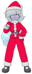 Size: 1168x2717 | Tagged: safe, alternate version, artist:batipin, part of a set, limestone pie, human, equestria girls, g4, breasts, christmas, clothes, costume, equestria girls-ified, hat, holiday, looking at you, santa costume, santa hat, santa sack, simple background, solo, transparent background