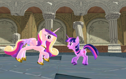 Size: 1920x1200 | Tagged: safe, artist:puzzlshield2, princess cadance, twilight sparkle, pony, unicorn, g4, the crystal empire, 3d, mmd, recreation, sisters-in-law, sunshine sunshine, the legend of zelda, unicorn twilight