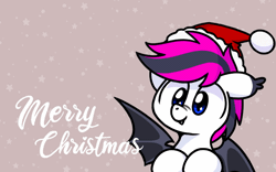 Size: 800x500 | Tagged: safe, artist:sugar morning, oc, oc only, oc:lance, bat pony, animated, christmas, gif, hat, holiday, male, merry christmas, multicolored hair, santa hat, solo