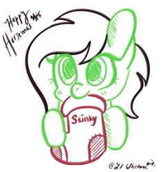 Size: 1024x1067 | Tagged: safe, artist:redpalette, oc, oc:anon, oc:filly anon, christmas, christmas stocking, cute, female, filly, hearth's warming, holiday, lineart, sketch