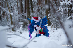 Size: 1095x730 | Tagged: safe, photographer:mgrdash, princess luna, alicorn, pony, g4, christmas, christmas outfit, forest, holiday, irl, nature, photo, plushie, ponies in real life, snow, solo, tree, winter