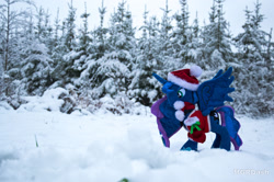 Size: 1280x850 | Tagged: safe, artist:mgrdash, princess luna, alicorn, pony, g4, christmas, christmas outfit, holiday, irl, photo, plushie, ponies in real life, snow, solo, winter