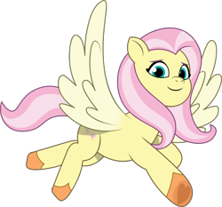 Size: 1058x985 | Tagged: safe, artist:prixy05, fluttershy, pegasus, pony, g4, g5, my little pony: tell your tale, female, g4 to g5, generation leap, mare, simple background, solo, spread wings, transparent background, vector, wings