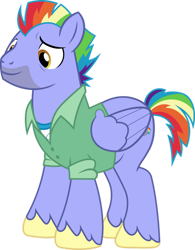 Size: 790x1011 | Tagged: safe, artist:roman-santos, bow hothoof, pegasus, g4, parental glideance, clothes, jacket, looking down, male, shirt, simple background, smiling, solo, stallion, transparent background, unshorn fetlocks, vector
