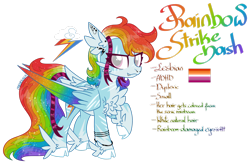 Size: 1920x1262 | Tagged: safe, artist:mrufka69, rainbow dash, pony, g4, alternate design, cloven hooves, lesbian pride flag, pride, pride flag, reference sheet, solo