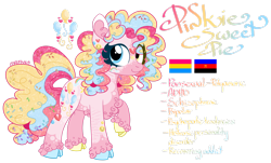Size: 1920x1160 | Tagged: safe, artist:mrufka69, pinkie pie, earth pony, pony, g4, alternate design, cloven hooves, pansexual pride flag, polyamory pride flag, pride, pride flag, reference sheet, simple background, solo, transparent background