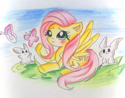 Size: 680x537 | Tagged: safe, artist:うめおにぎり, fluttershy, g4, traditional art