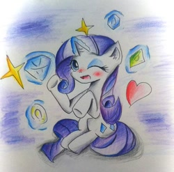 Size: 680x673 | Tagged: safe, artist:うめおにぎり, rarity, g4, traditional art