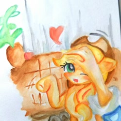 Size: 676x680 | Tagged: safe, artist:うめおにぎり, applejack, g4, traditional art