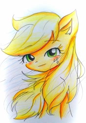 Size: 634x900 | Tagged: safe, artist:うめおにぎり, applejack, g4, traditional art