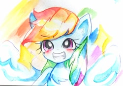 Size: 680x478 | Tagged: safe, artist:うめおにぎり, rainbow dash, g4, traditional art