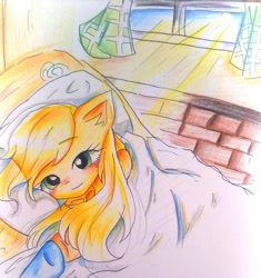 Size: 640x680 | Tagged: safe, artist:うめおにぎり, applejack, g4, traditional art