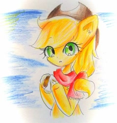 Size: 646x680 | Tagged: safe, artist:うめおにぎり, applejack, g4, traditional art