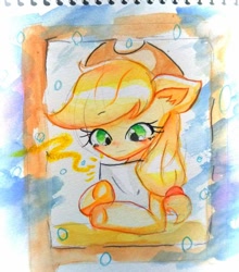 Size: 599x680 | Tagged: safe, artist:うめおにぎり, applejack, g4, traditional art