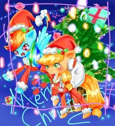 Size: 619x680 | Tagged: safe, artist:うめおにぎり, applejack, rainbow dash, g4, female, lesbian, ship:appledash, shipping