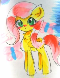 Size: 691x900 | Tagged: safe, artist:うめおにぎり, fluttershy, pegasus, pony, g4, solo, traditional art