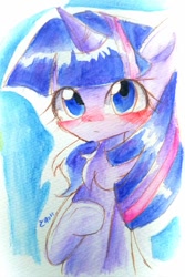 Size: 600x900 | Tagged: safe, artist:うめおにぎり, twilight sparkle, pony, g4, chest fluff, solo, traditional art