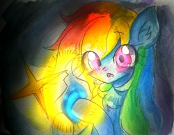 Size: 680x528 | Tagged: safe, artist:うめおにぎり, rainbow dash, pony, g4, chest fluff, solo, traditional art
