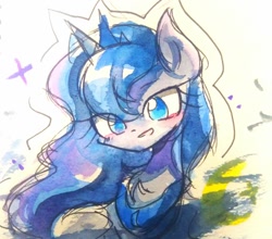 Size: 680x598 | Tagged: safe, artist:うめおにぎり, princess luna, alicorn, pony, g4, solo, traditional art