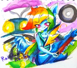 Size: 3096x2746 | Tagged: safe, artist:うめおにぎり, rainbow dash, equestria girls, g4, female, high res, solo, traditional art