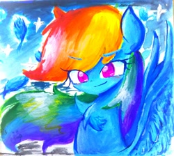 Size: 3082x2761 | Tagged: safe, artist:うめおにぎり, rainbow dash, pegasus, pony, g4, chest fluff, female, high res, mare, solo, traditional art