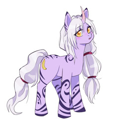 Size: 2000x2000 | Tagged: safe, artist:erein, pony, unicorn, bedroom eyes, blushing, colored, crossover, curved horn, cute, ears up, eyeshadow, female, flat colors, high res, horn, league of legends, looking at you, makeup, ponified, pose, simple background, solo, soraka, standing, white background