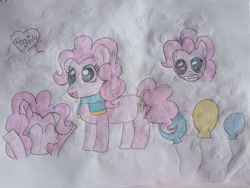 Size: 4080x3072 | Tagged: safe, artist:efegirl4, pinkie pie, earth pony, g4, clothes, doodle, drawing, excited, scarf, sketchbook, smiling, traditional art